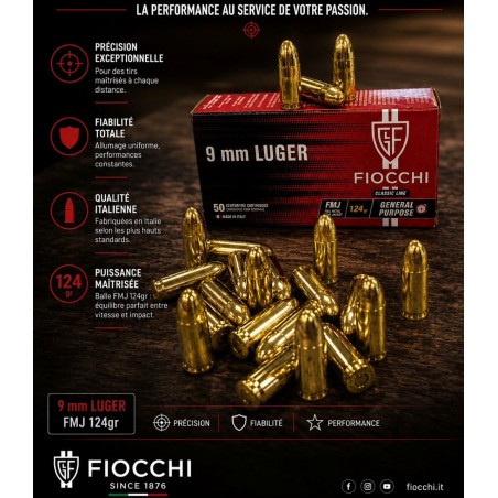 MUNITIONS  FIOCCHI FMJ 9MM 124GR