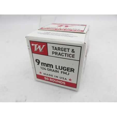 MUNITION WINCHESTER 9 MM LUGER SUPER X FMJ 124 GR