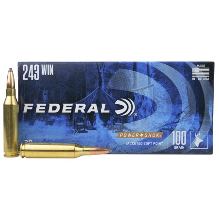 CART FEDERAL POWER SHOK SOFT POINT CAL 243 WIN