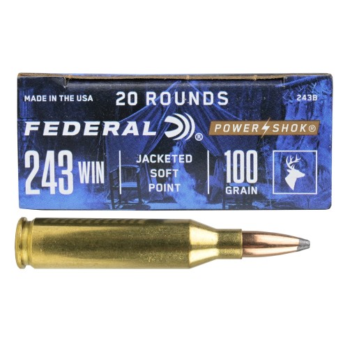 CART FEDERAL POWER SHOK SOFT POINT CAL 243 WIN
