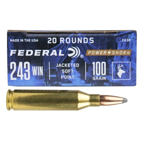 CART FEDERAL POWER SHOK SOFT POINT CAL 243 WIN