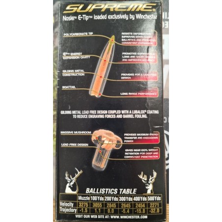 MUNITIONS WINCHESTER CART 270 WSM 130GR E-TIP