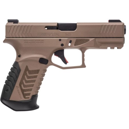 DERYA PISTOLET 9X19 FDE AVEC OPTIC READY CHARGEUR 2X15 COUPS ET 4 GRIPS