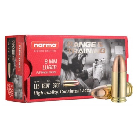 NORMA CARTOUCHE  9mm 7.5 g 115 gr range et training