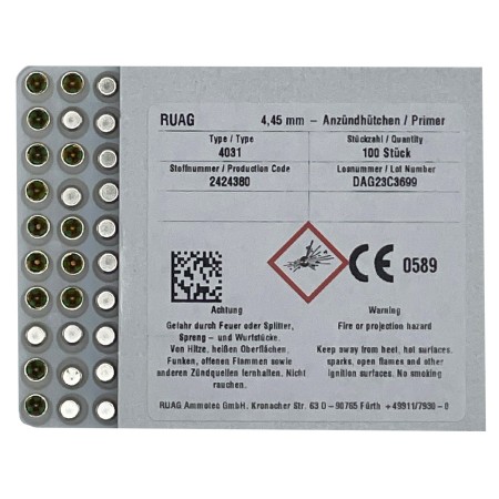 RWS AMORCES BOXER SINOXID 4031 small pistol par 1000