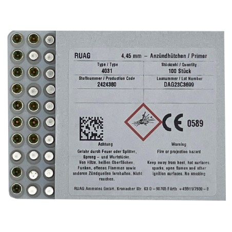 RWS AMORCES BOXER SINOXID 4031 small pistol par 250