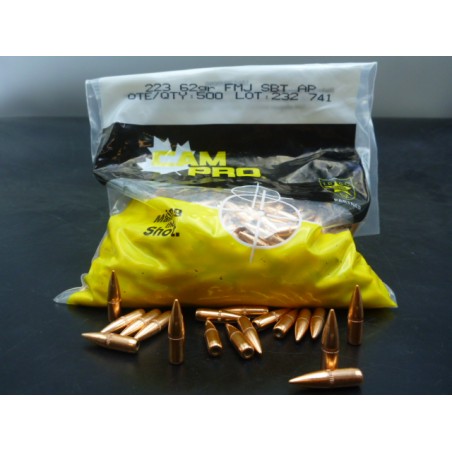 CAM PRO PROJECTILES FMJ 223 BT DIAM 224 PAR 500